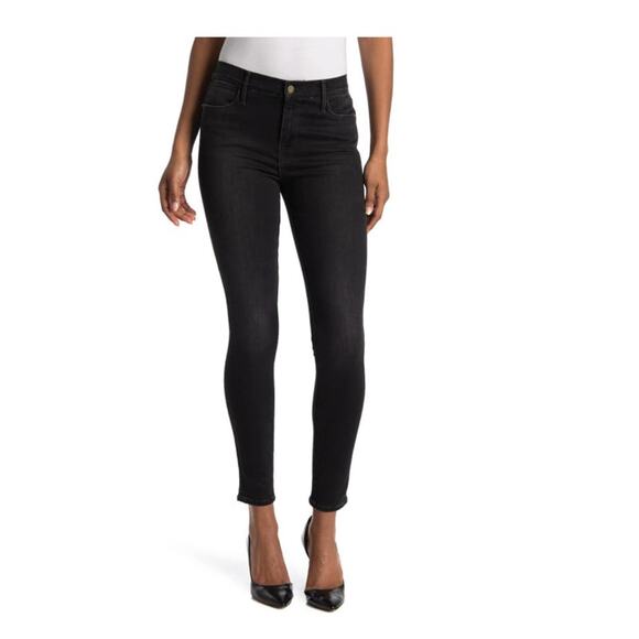 FRAME Denim Le High Skinny Leg Ankle Jeans In Condor Black Women's 27 - Picture 1 of 7